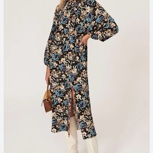 Floral Long Sleeve Dress with Side Slit
